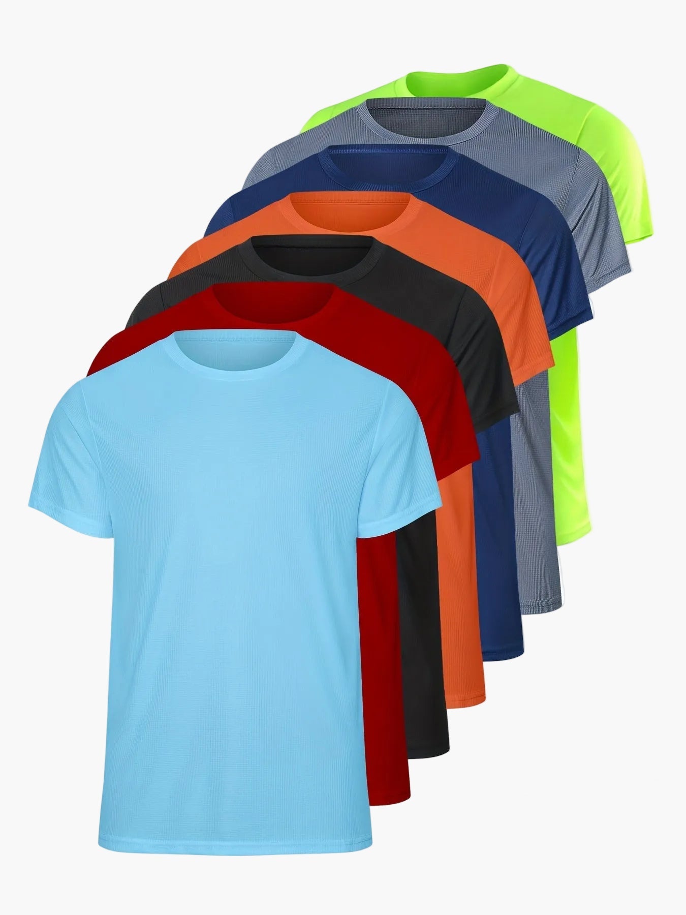 Set de camisetas deportivas para hombre – Camisetas de manga corta transpirables para entrenamiento y fitness, paquete de 7 unidades
