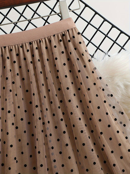 Gonna in tulle da donna con pois Elegante linea A Primavera/Estate Tempo libero