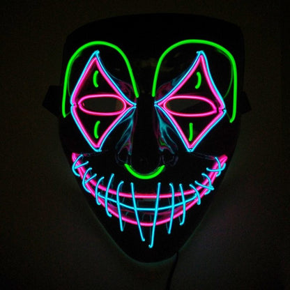 Masque lumineux LED Halloween pour adultes – Masque de fête et costume effrayant avec effet néon