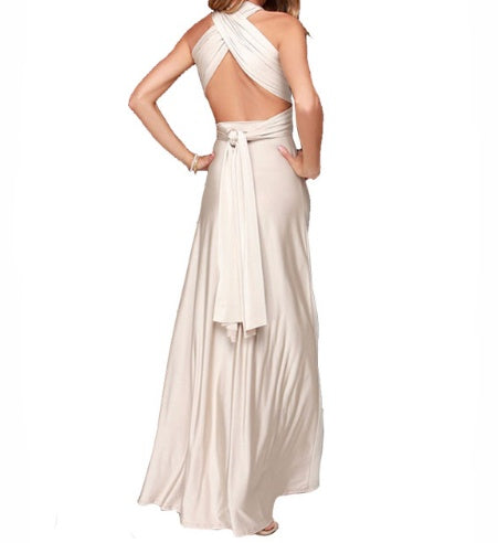 Abito lungo da donna con design schiena scoperta – Abito da sera elegante, versatile, da festa