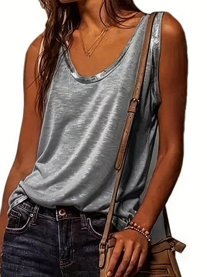 Dame tanktop med metallic-detalje og moderne snit – afslappet og alsidig