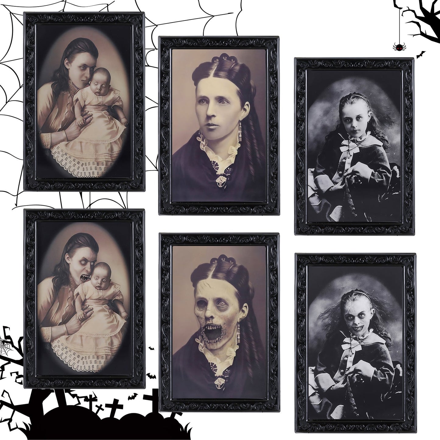 Halloween Lenticulair Fotolijst Set – Griezelige Veranderende Portretten voor Decoratie & Spooksfeer