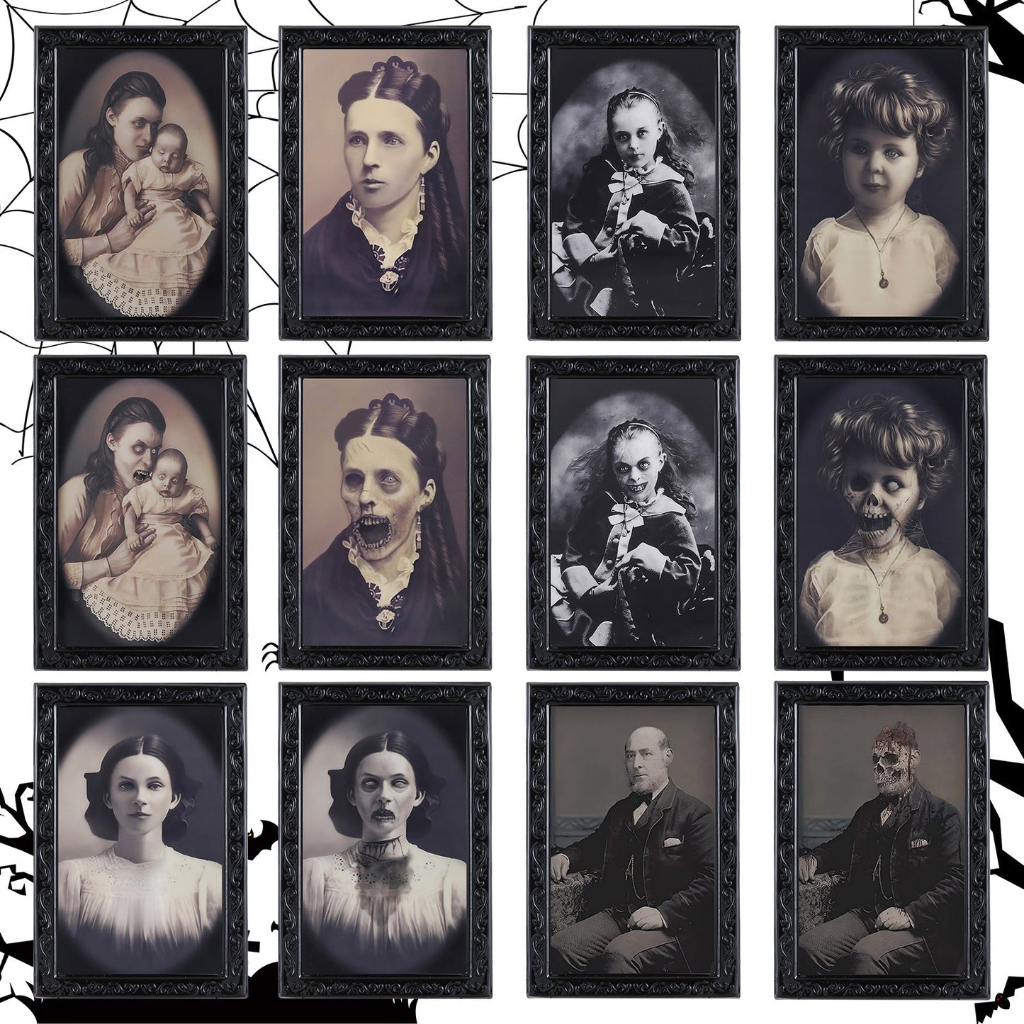 Halloween Lenticulair Fotolijst Set – Griezelige Veranderende Portretten voor Decoratie & Spooksfeer