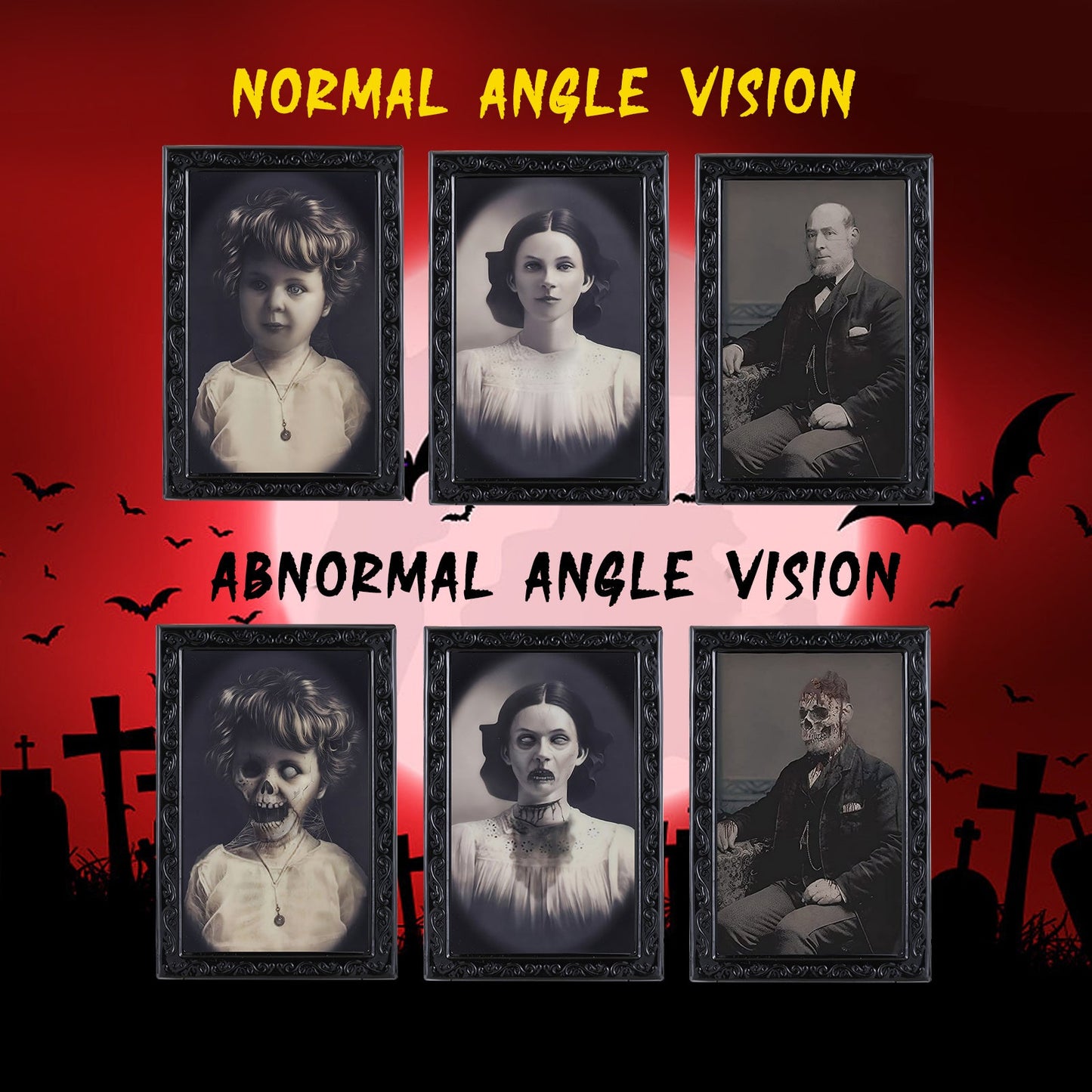Halloween Lenticulair Fotolijst Set – Griezelige Veranderende Portretten voor Decoratie & Spooksfeer