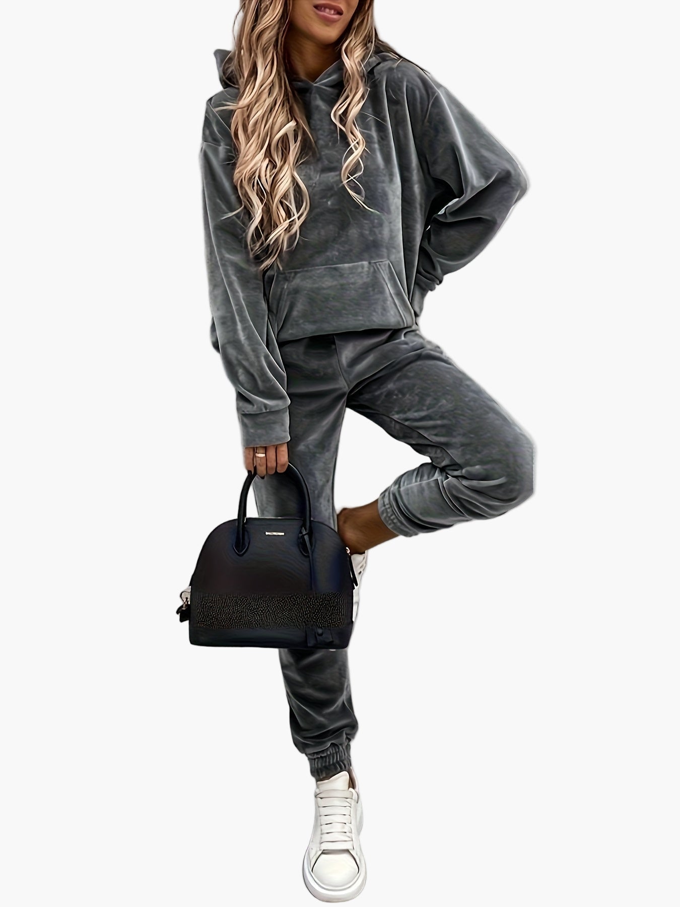 Completo tuta casual da donna – Felpa con cappuccio e pantaloni da jogging alla moda per tutti i giorni e viaggi