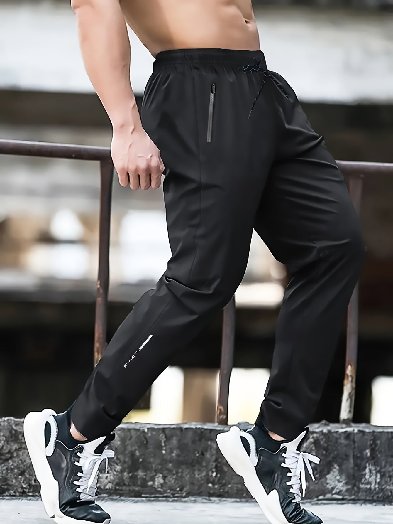 Męskie spodnie dresowe na co dzień Regular Fit z zamkiem błyskawicznym – sportowe spodnie treningowe na co dzień i fitness