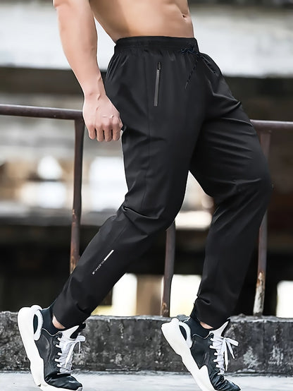 Męskie spodnie dresowe na co dzień Regular Fit z zamkiem błyskawicznym – sportowe spodnie treningowe na co dzień i fitness