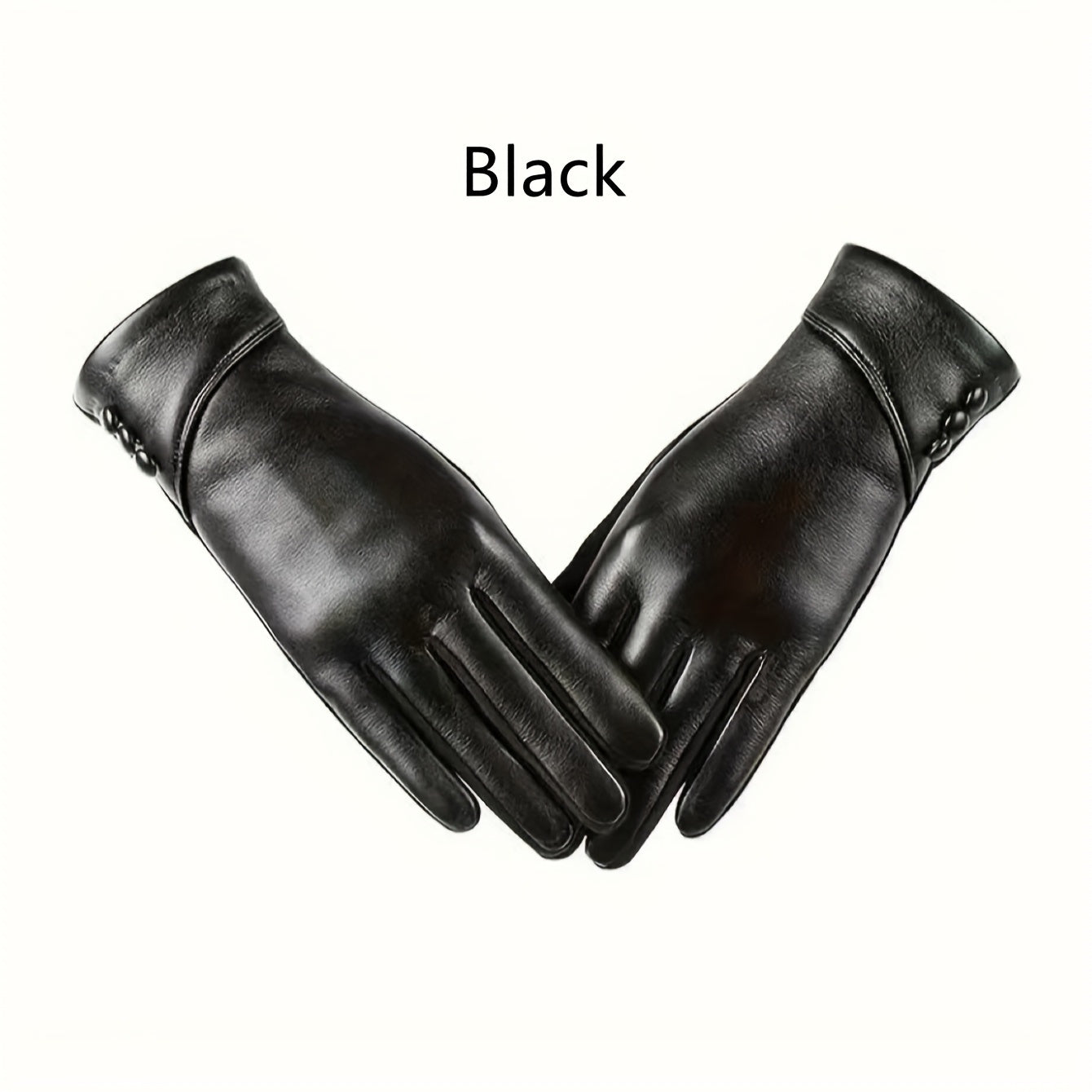 Damen Handschuhe schwarz mit Zierknöpfen