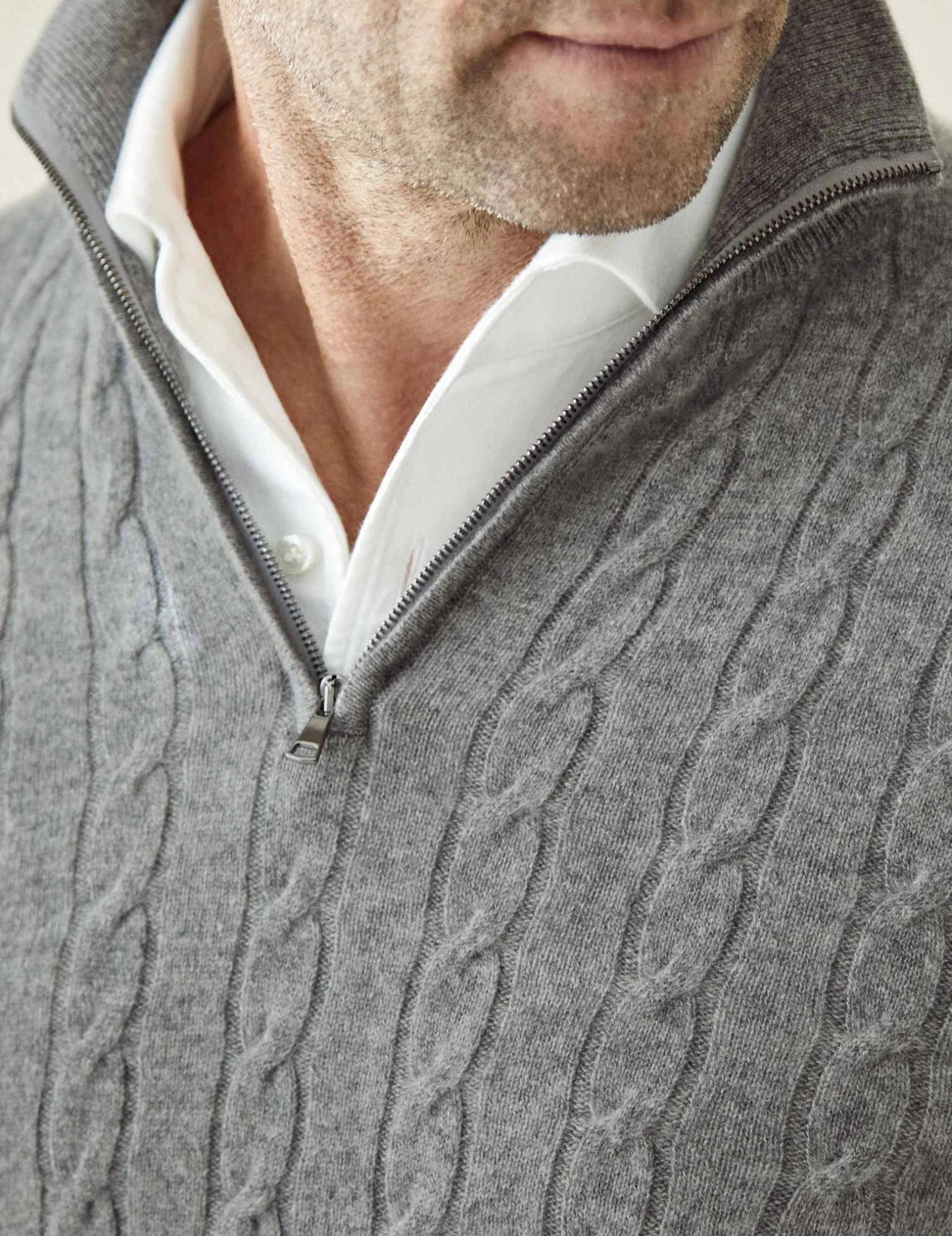 Herre Kabelstrikket Pullover med Lynlås – Klassisk stil til arbejde og fritid