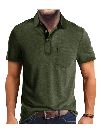Polo uomo manica corta con taschino – Camicia casual moderna per tutti i giorni e il tempo libero
