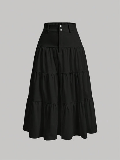 Damen Maxirock mit hoher Taille und Stufen-Design – Eleganter Freizeitrock für Frühling und Sommer
