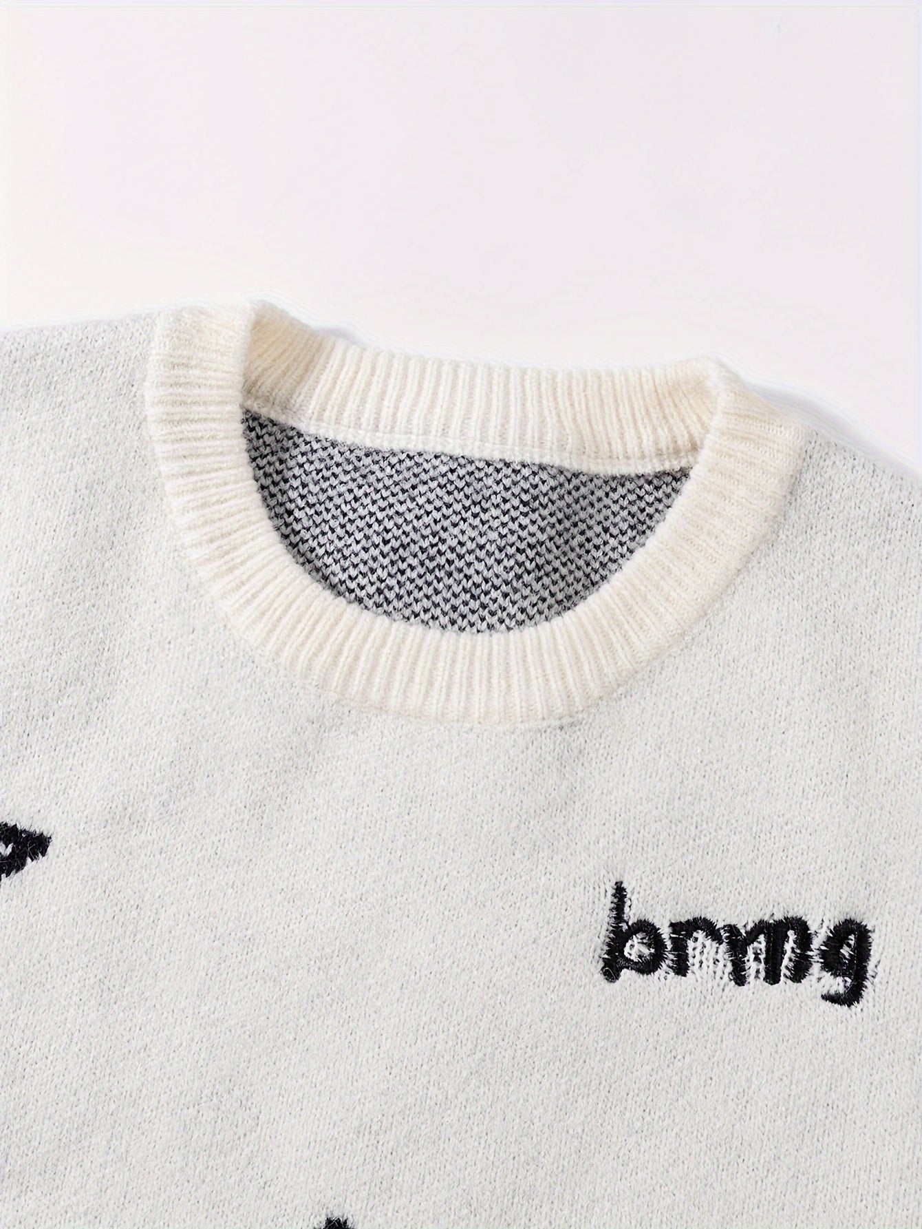 Unisex-striktrøje med stjerner og planetmotiv, rund hals