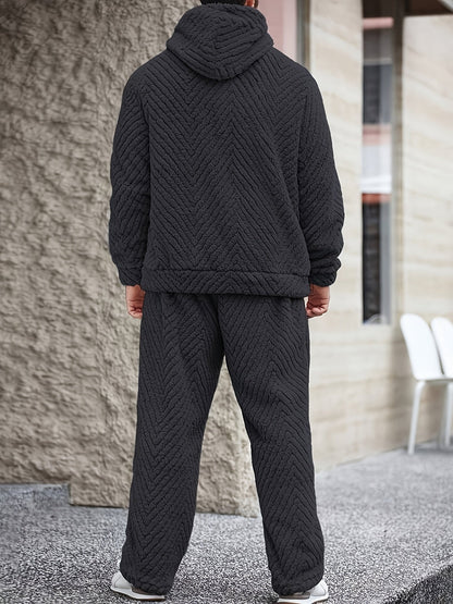Heren zachte hoodie- en joggingbroekset, comfortabele tweedelige set