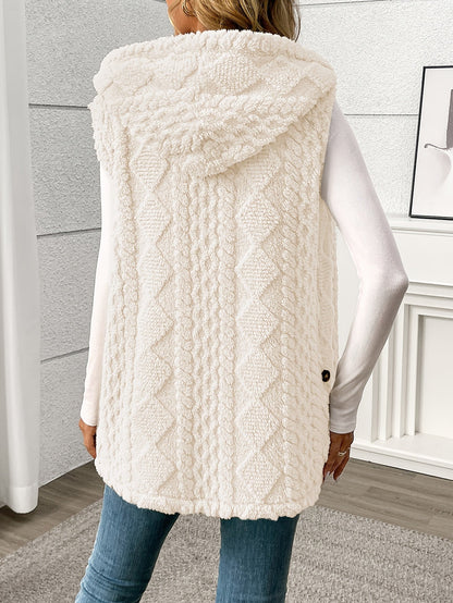 Gilet en maille élégant pour femme avec capuche et boutons – Parfait pour les loisirs et le quotidien