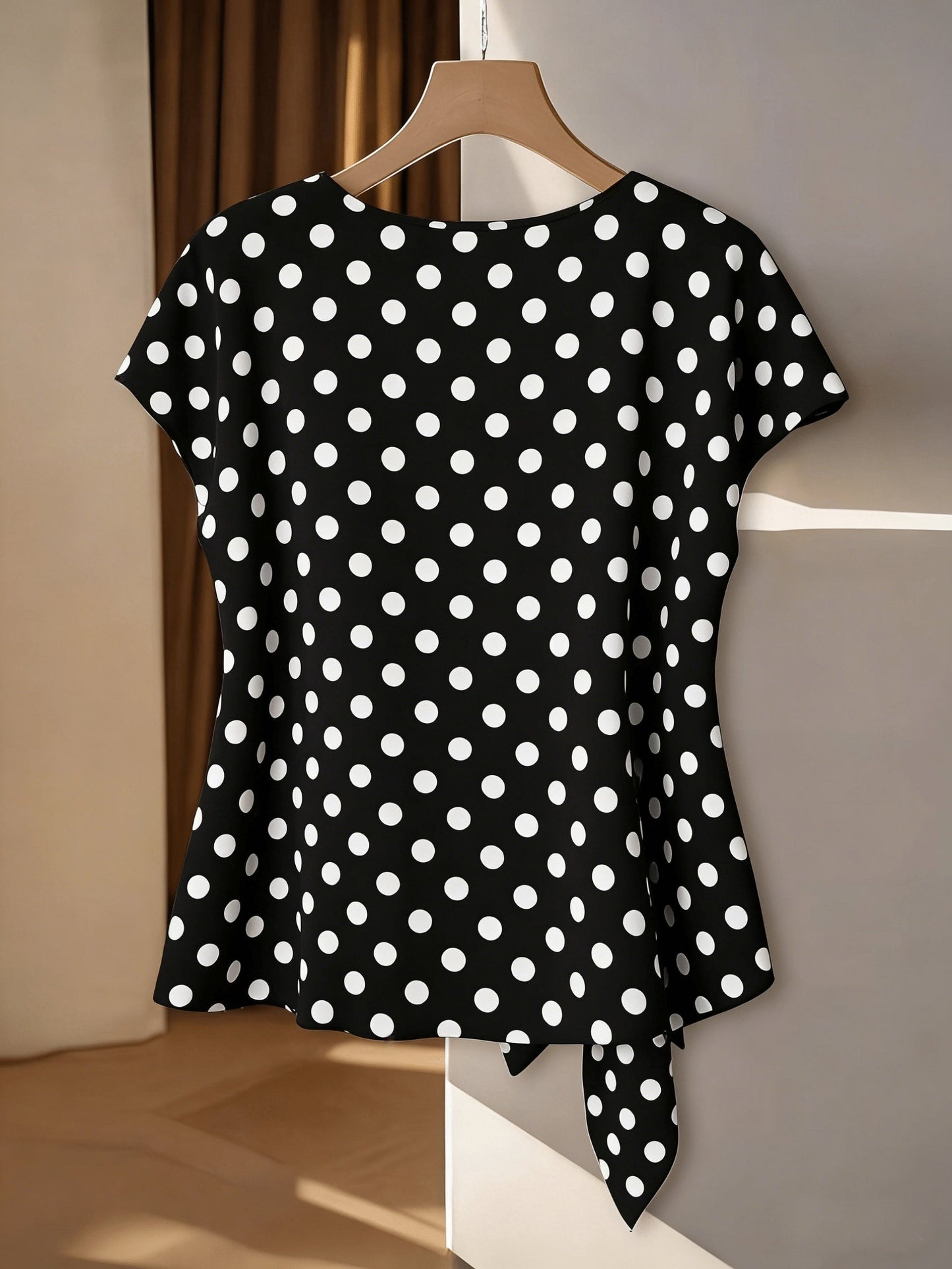 Dame sommerbluse med paisley-mønster og asymmetrisk knude – moderigtigt fritidstop