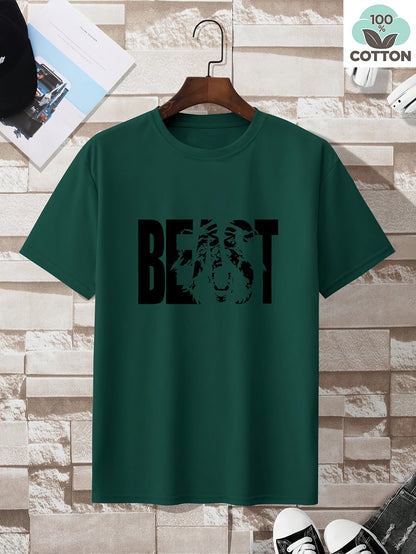 Herren T-Shirt im Urban Style mit „BEAST“-Print – Oversize, Streetwear, Motivdruck