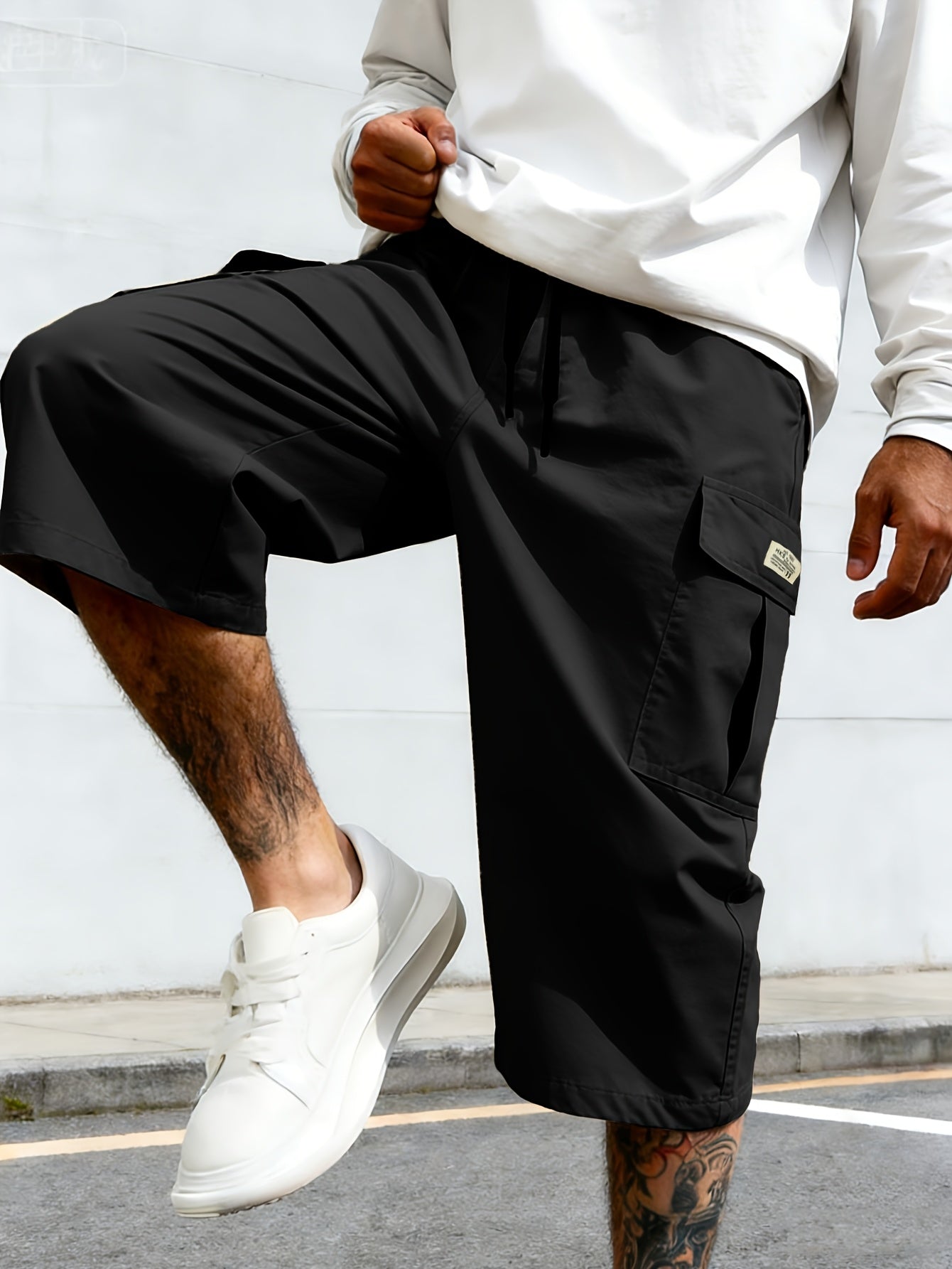 Shorts cargo homme style streetwear, longueur genou, pantalon de loisirs confortable avec poches