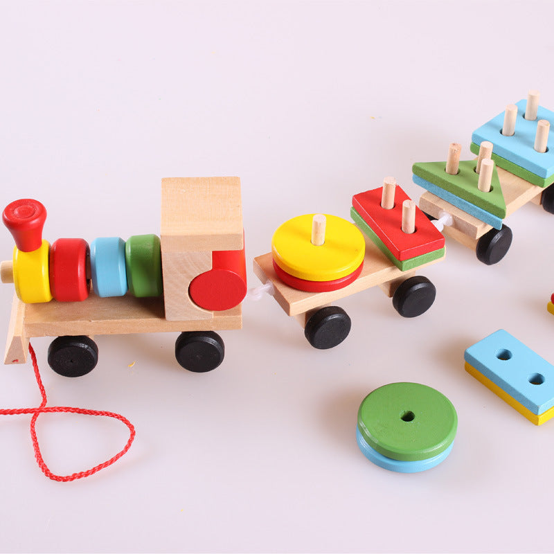 Houten educatief speelgoed trein voor kinderen – Stapel- en sorteerspel vanaf 1 jaar