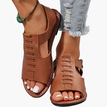 Damen Sommer Sandalen mit Reißverschluss – Bequeme Flats im Boho-Stil für Alltag und Freizeit