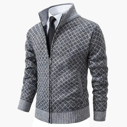 Heren gebreide jas in business casual stijl – elegante jas met rits voor kantoor en vrije tijd