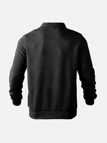 Herre pullover med halvlukning og moderne strukturmønster – Smart casual og kontor