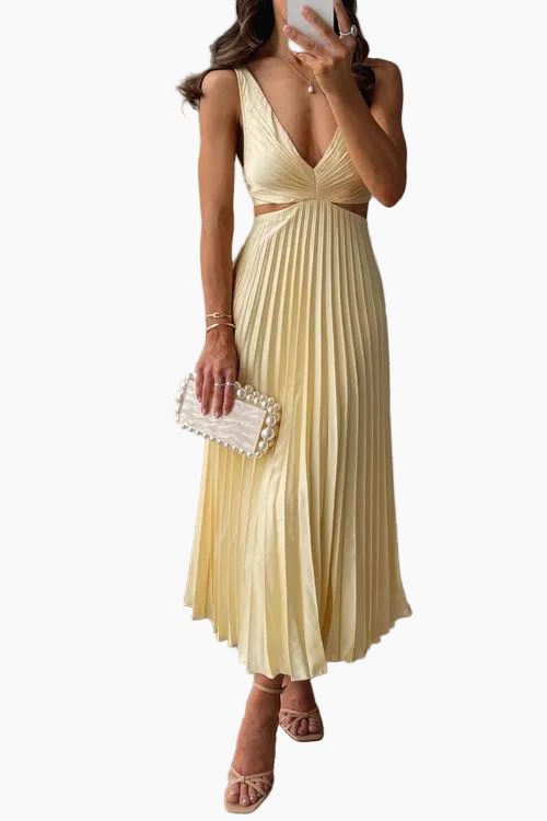 Robe midi plissée élégante pour femme – Pour occasions spéciales et soirées