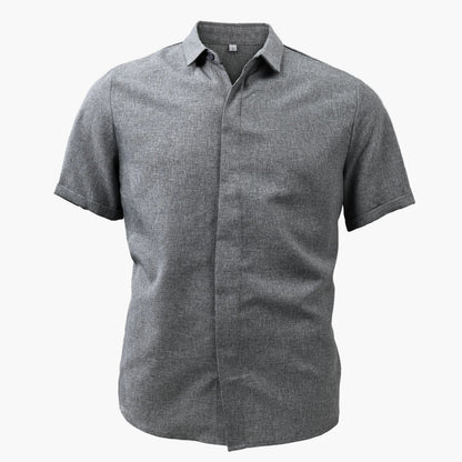 Camisa casual de hombre de manga corta con cuello de solapa – Camisa moderna de verano para el día a día y vacaciones