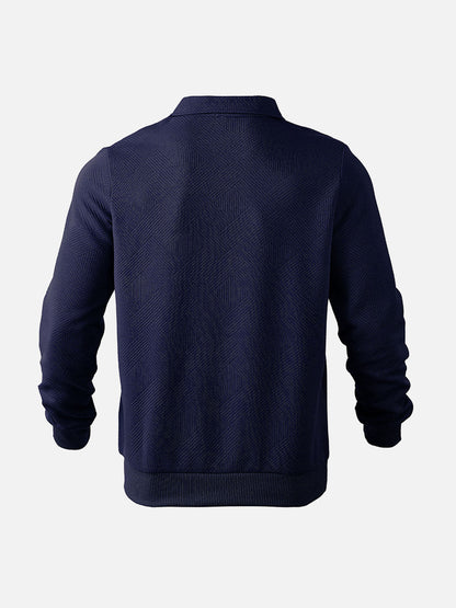 Herre pullover med halvlukning og moderne strukturmønster – Smart casual og kontor
