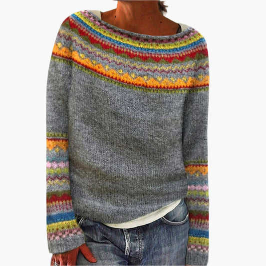 Dames retro trui in Noorse stijl – Comfortabele gebreide trui voor herfst & winter