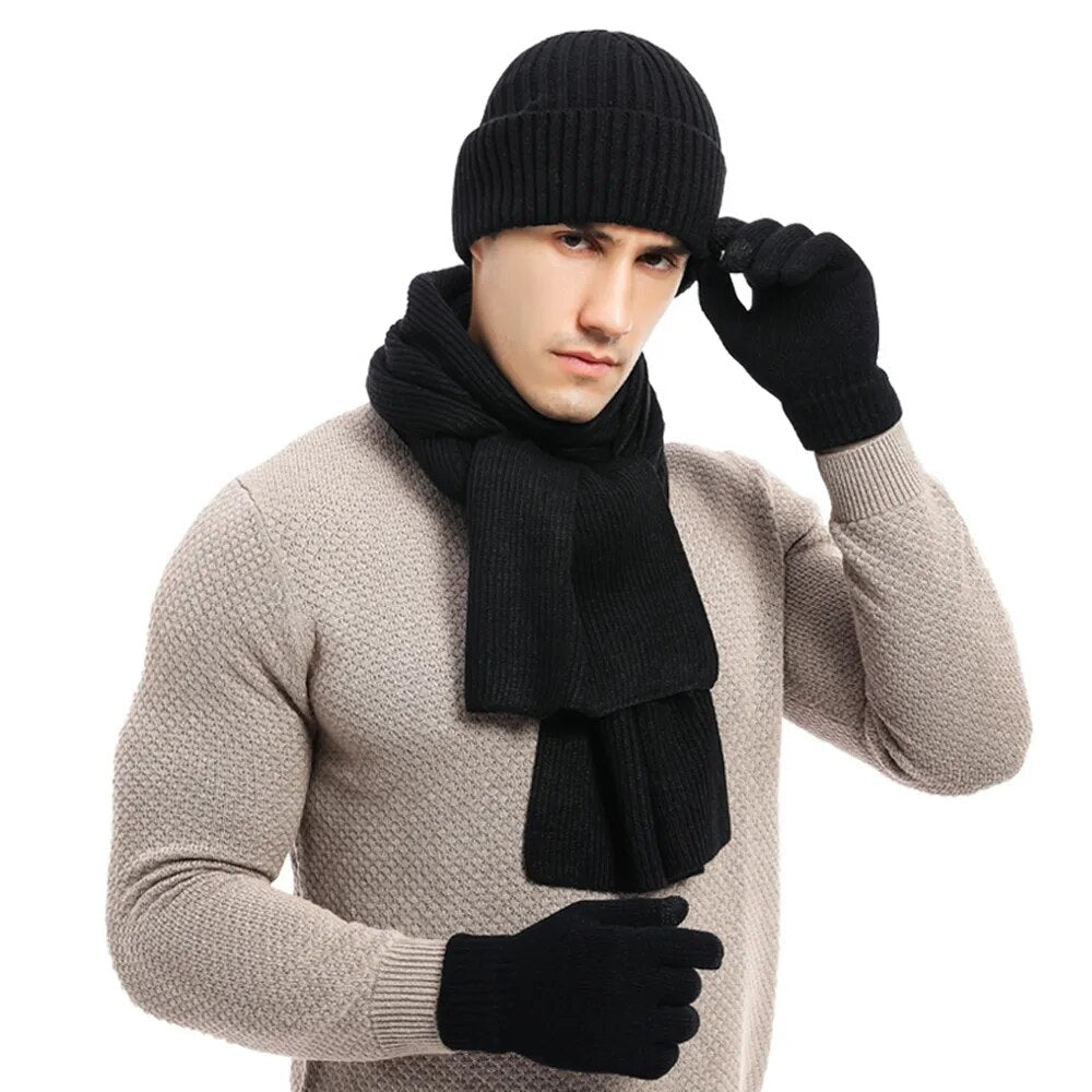 Stoere winterset met muts, sjaal en handschoenen