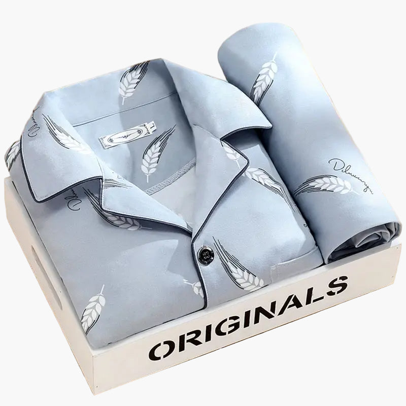 Set pigiama da uomo con stampa piume – Set elegante per tutto l’anno