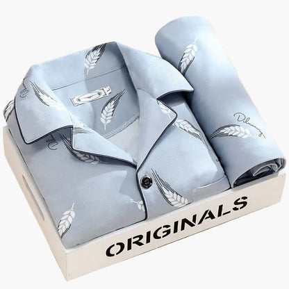 Set pigiama da uomo con stampa piume – Set elegante per tutto l’anno