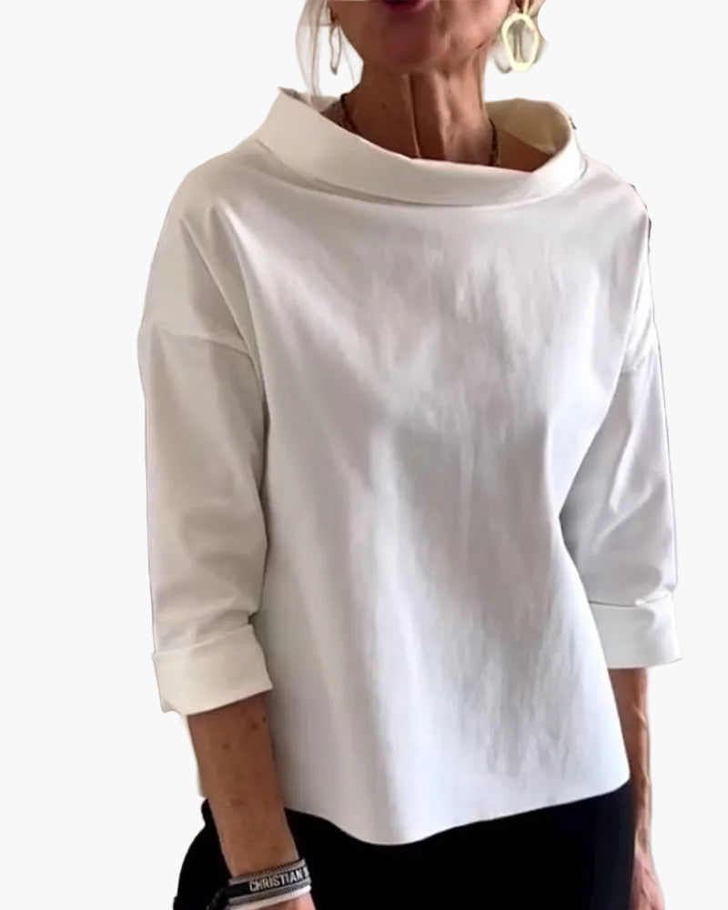 Damen Oberteil Modern Elegant mit Stehkragen – Vielseitiges Top für Alltag und Büro
