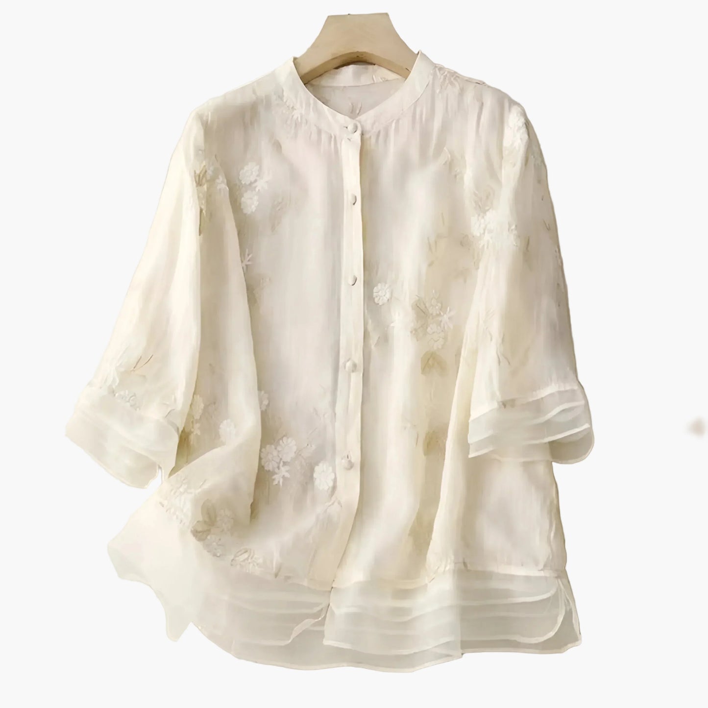 Blusa para mujer con bordado floral – Túnica elegante y ligera para el día a día y ocasiones especiales