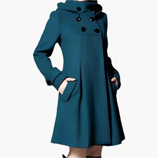Dam vinterkappa Elegant A-linje trenchcoat med huva – Perfekt för vardag och speciella tillfällen