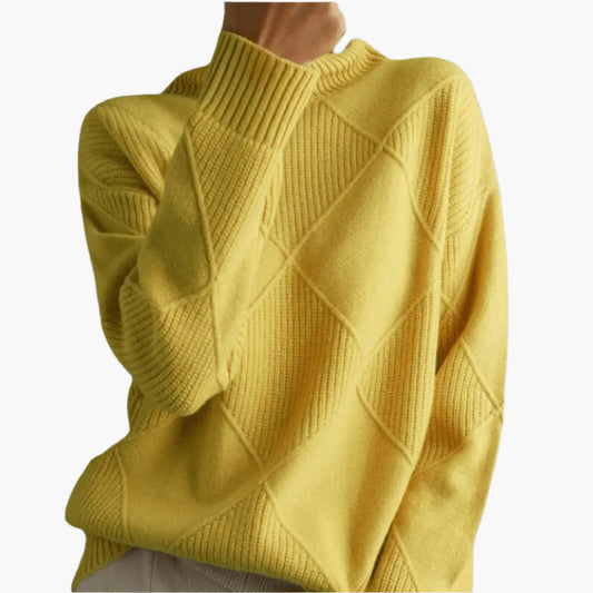 Dam stickad tröja med rombstruktur – Elegant fritidslook