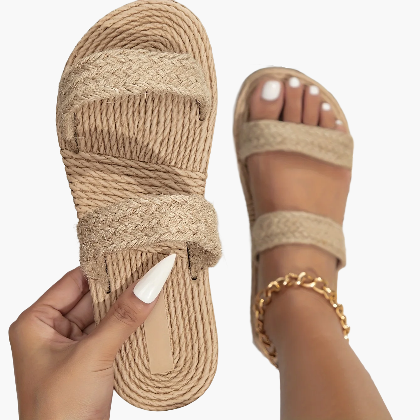 Damer minimalistiska sommarsandaler med dubbla remmar – bekväma slip-on skor för fritid och semester