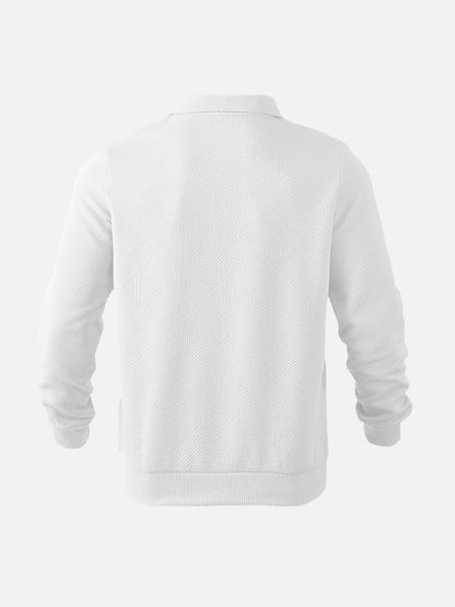 Herre pullover med halvlukning og moderne strukturmønster – Smart casual og kontor