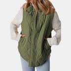 Bodywarmer voor dames met capuchon, knopen en zakken