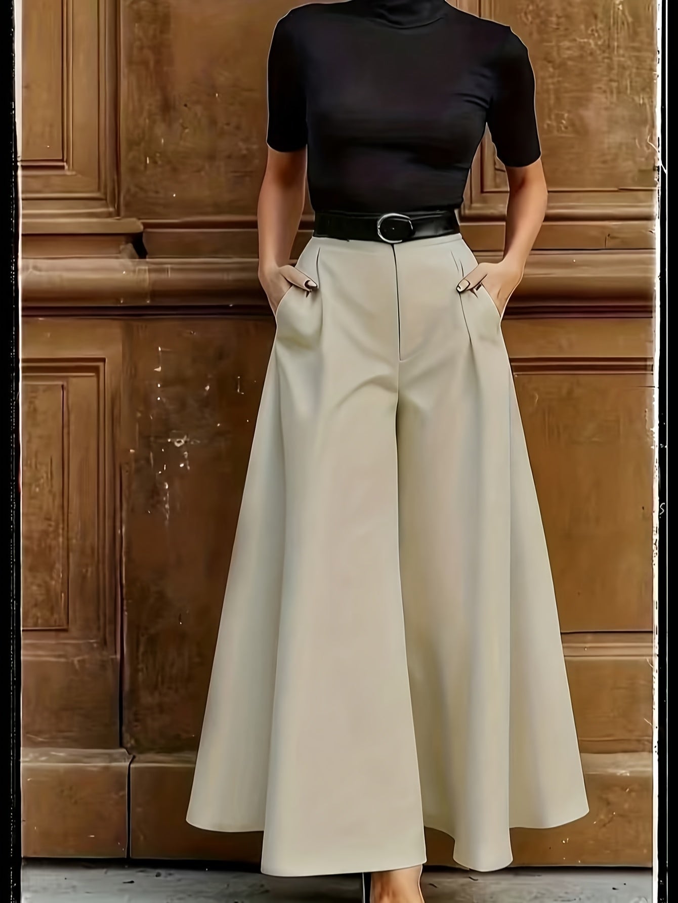 Pantalones Palazzo de pierna ancha para mujer para oficina y ocasiones elegantes – Pantalones de talle alto con estilo y carácter