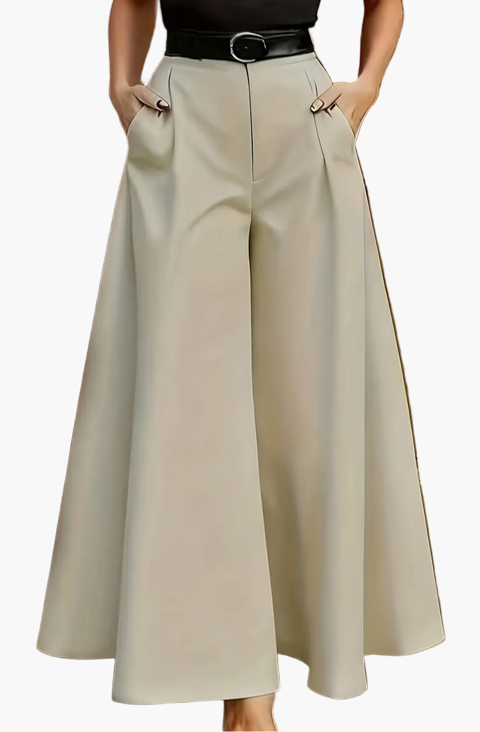 Pantalones Palazzo de pierna ancha para mujer para oficina y ocasiones elegantes – Pantalones de talle alto con estilo y carácter