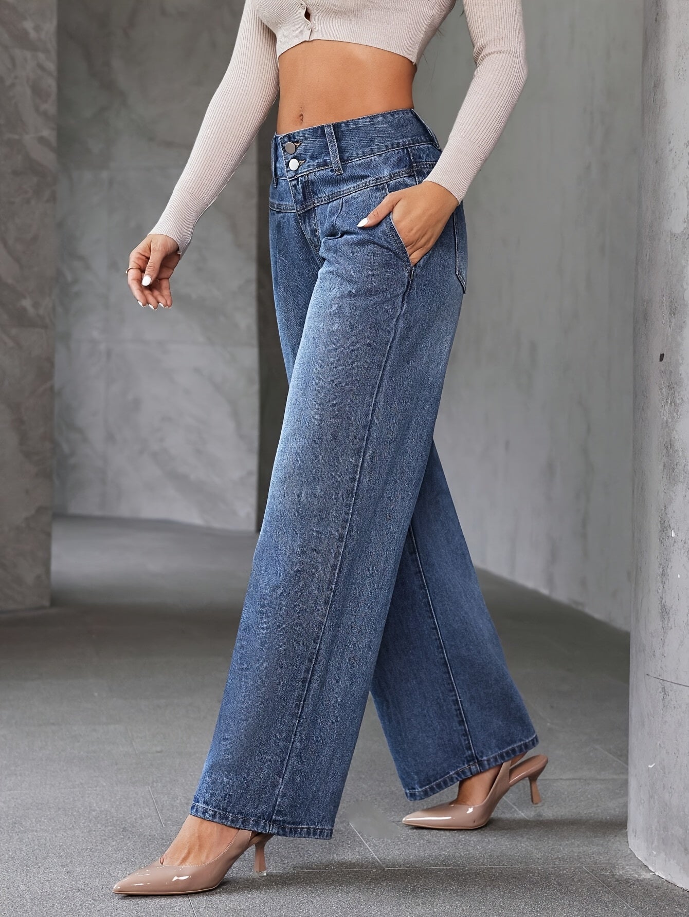 Damen High Waist Weite Jeans – Modische Flared Jeans für Freizeit & Alltag