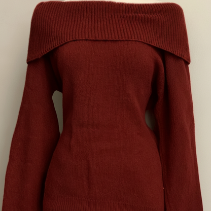 Damen Carmen-Pullover Gestrickt Off-Shoulder Grün