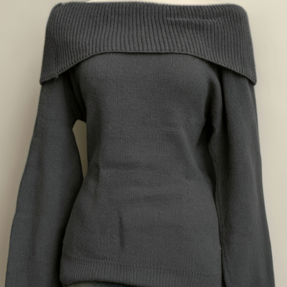 Damen Carmen-Pullover Gestrickt Off-Shoulder Grün