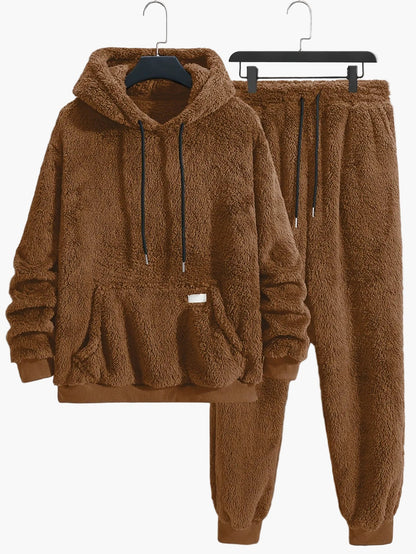 Herre fleece hoodie joggingdragt todelt – hyggeligt fritidstøj til sport & loungewear