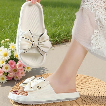 Dames slidesandalen met grote strik – modieuze vrijetijdsschoenen voor tuin, zwembad en dagelijks gebruik