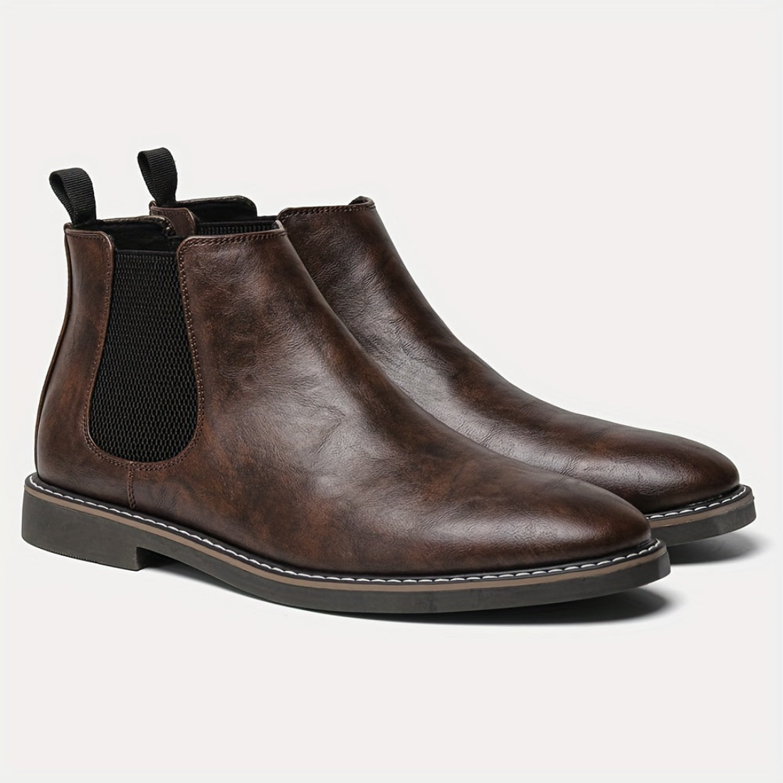 Herren Chelsea Boots Dunkelbraun mit Elastikeinsatz