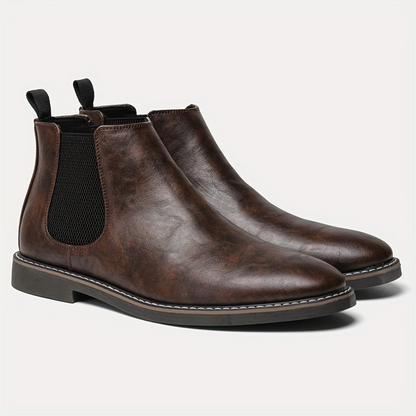 Herren Chelsea Boots Dunkelbraun mit Elastikeinsatz