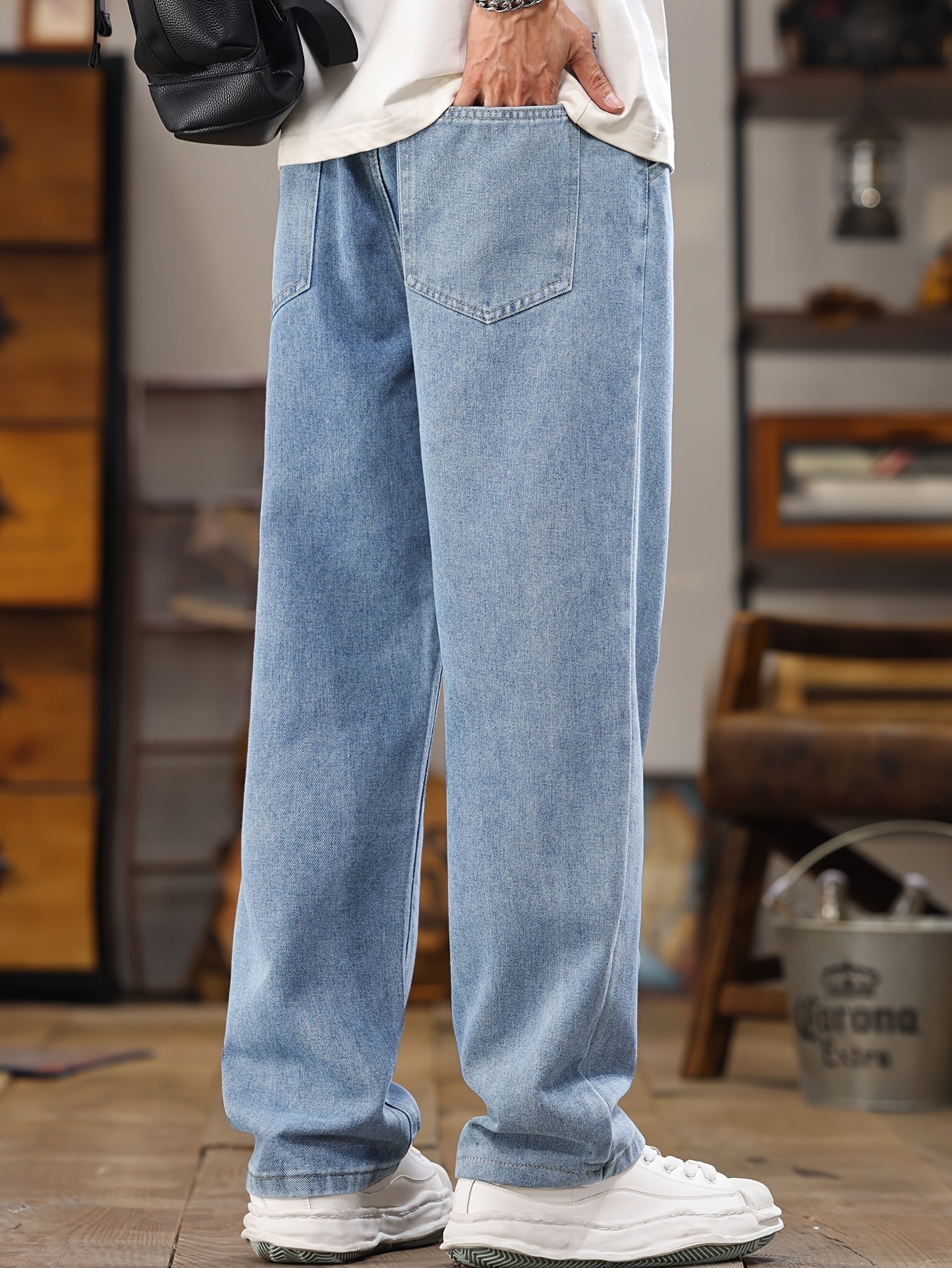 Jean jogging homme coupe décontractée – style streetwear décontracté avec cordon de serrage, idéal pour les loisirs et le quotidien