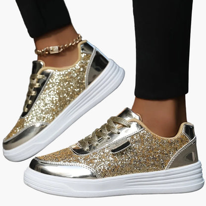 Dame Sneakers med Glimmer Plateau Fritid Trendy Sporty